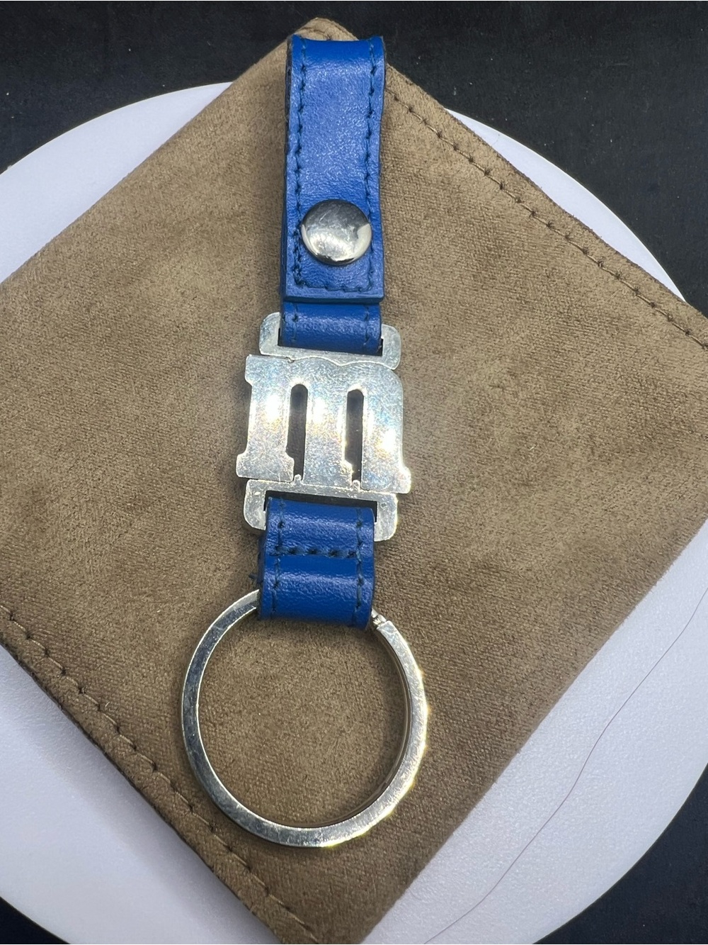 M&M'S Blue Leather Key & Card Holder with Silver M Logo